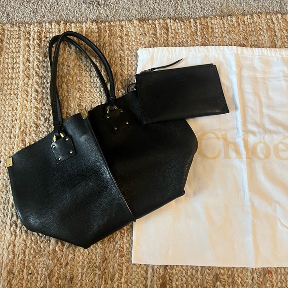 Chloe Vick Tote Black Leather - Picture 1 of 16
